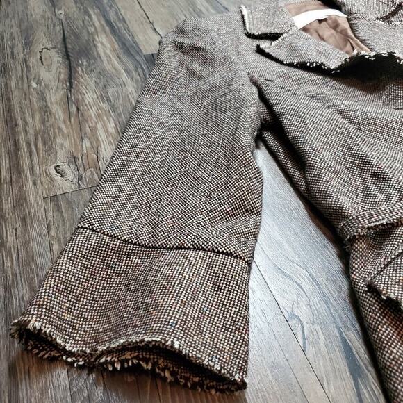 Trina Turk Women Size 8 Tan Houndstooth Blazer Preppy Classic Workwear Mod Style - Picture 4 of 9